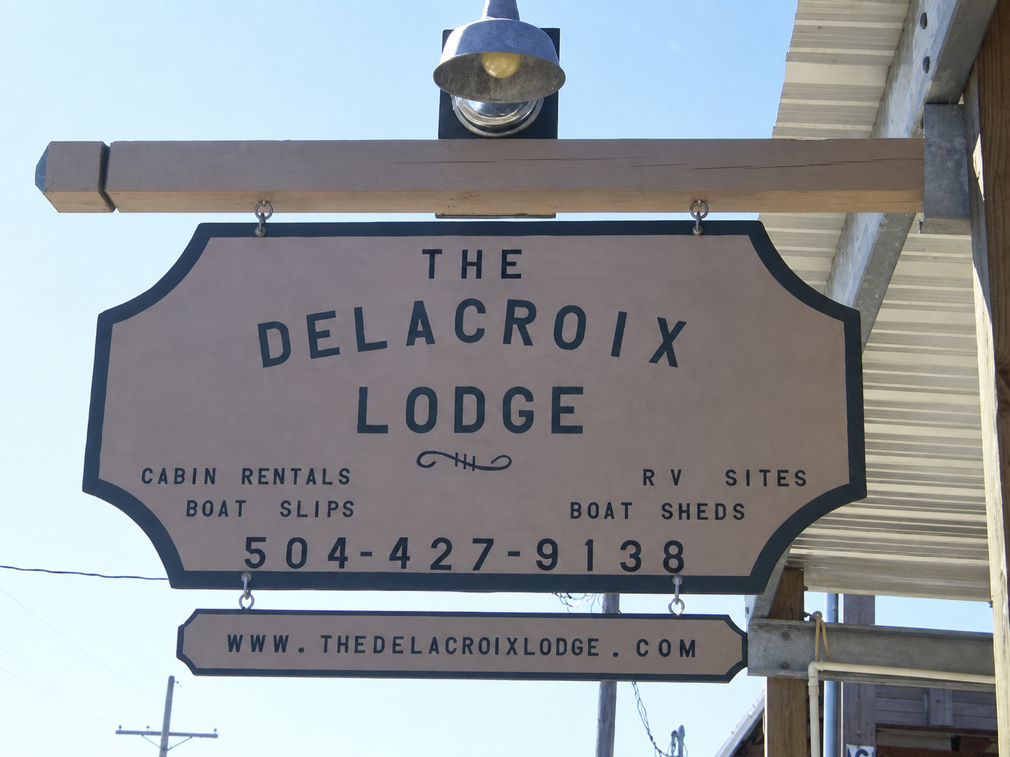 The Delacroix Lodge sign